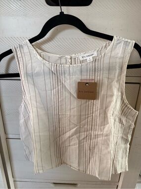 Blu Pepper Cream Striped Sleeveless Tank Top